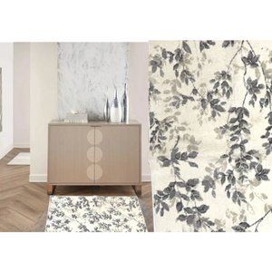 Rug Area carpet set two ivory gray boho leaves non slip fashion